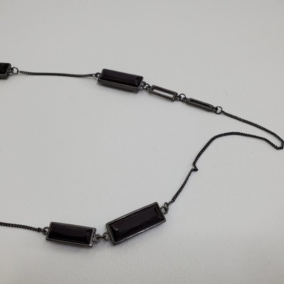 Red Chain Necklace‎ Stone Plastic Black Dark Geomet - Picture 2 of 7